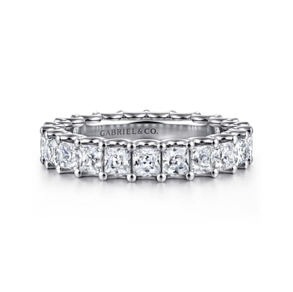 Forever - 14K White Gold Scallop Setting Princess Cut Diamond Eternity Band