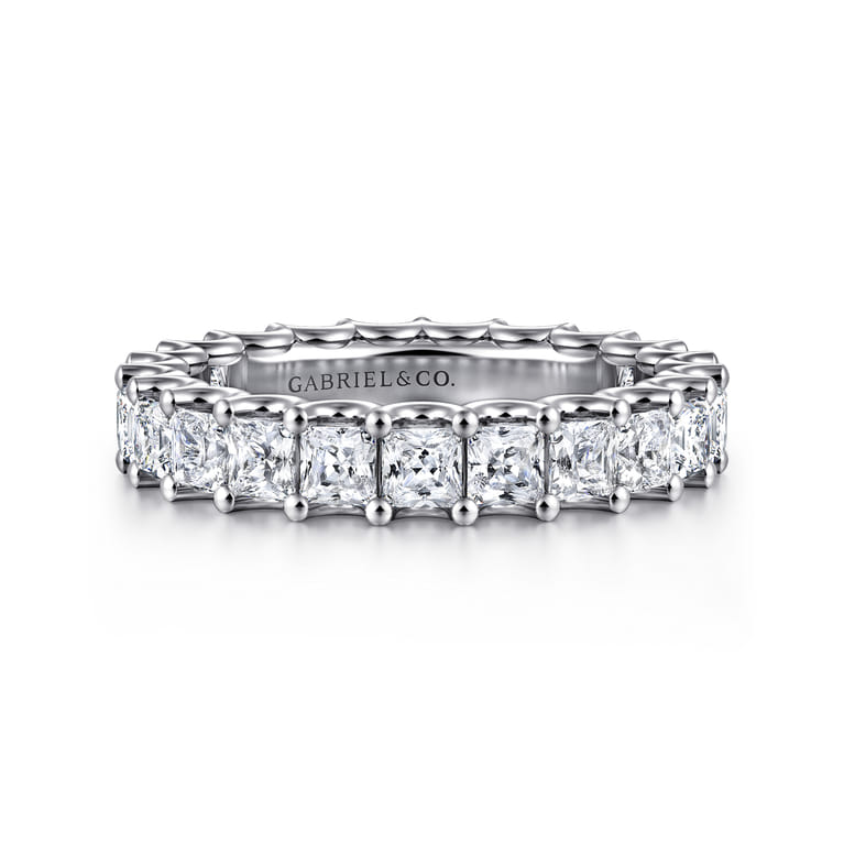 Eternity Band Wedding Ring in 14k White Gold with Princess Cut Natural Diamond at Gabriel & Co. - Shot 1