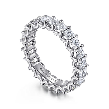 Forever - 14K White Gold Scallop Setting Princess Cut Diamond Eternity Band