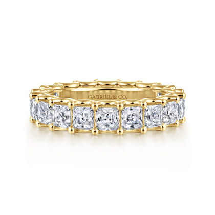 Forever - 14K Yellow Gold Scallop Setting Princess Cut Diamond Eternity Band