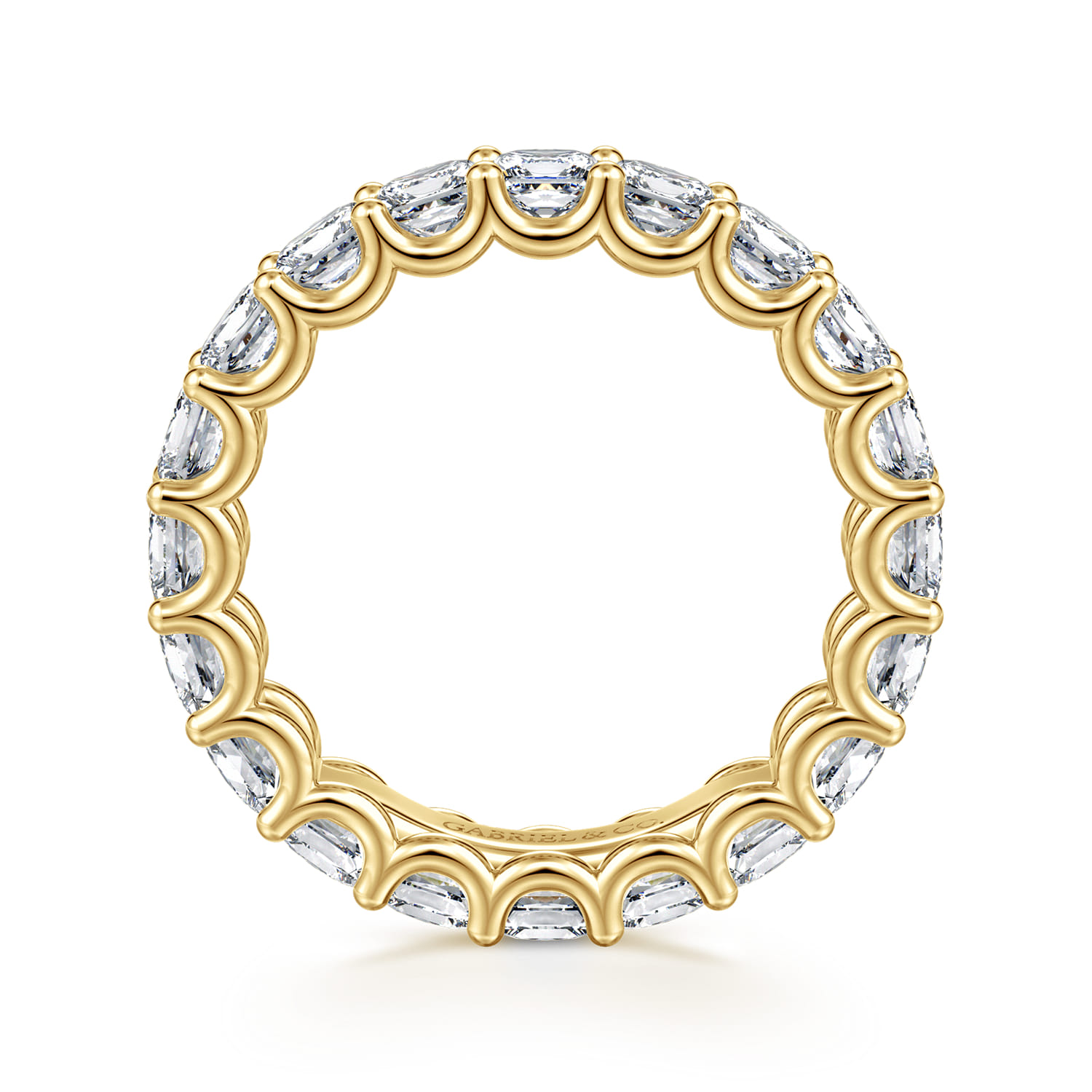 Eternity Band Wedding Ring in 14k Yellow Gold with Princess Cut Natural Diamond at Gabriel & Co. - Shot 2