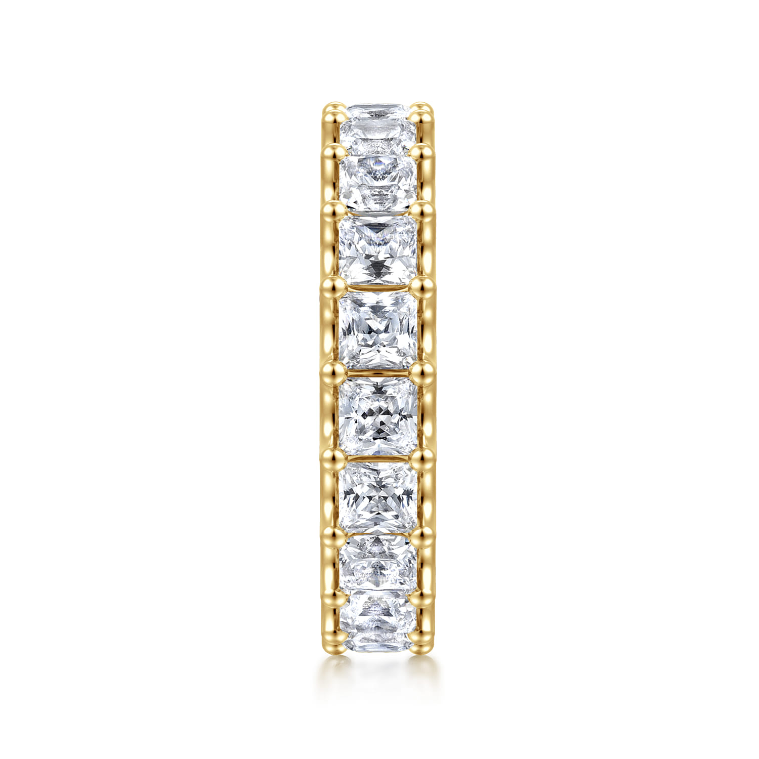 Eternity Band Wedding Ring in 14k Yellow Gold with Princess Cut Natural Diamond at Gabriel & Co. - Shot 4