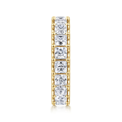 Forever - 14K Yellow Gold Scallop Setting Princess Cut Diamond Eternity Band