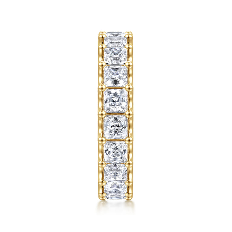 Eternity Band Wedding Ring in 14k Yellow Gold with Princess Cut Natural Diamond at Gabriel & Co. - Shot 4