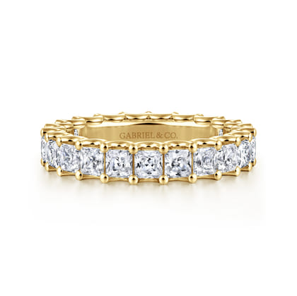 Forever - 14K Yellow Gold Scallop Setting Princess Cut Diamond Eternity Band