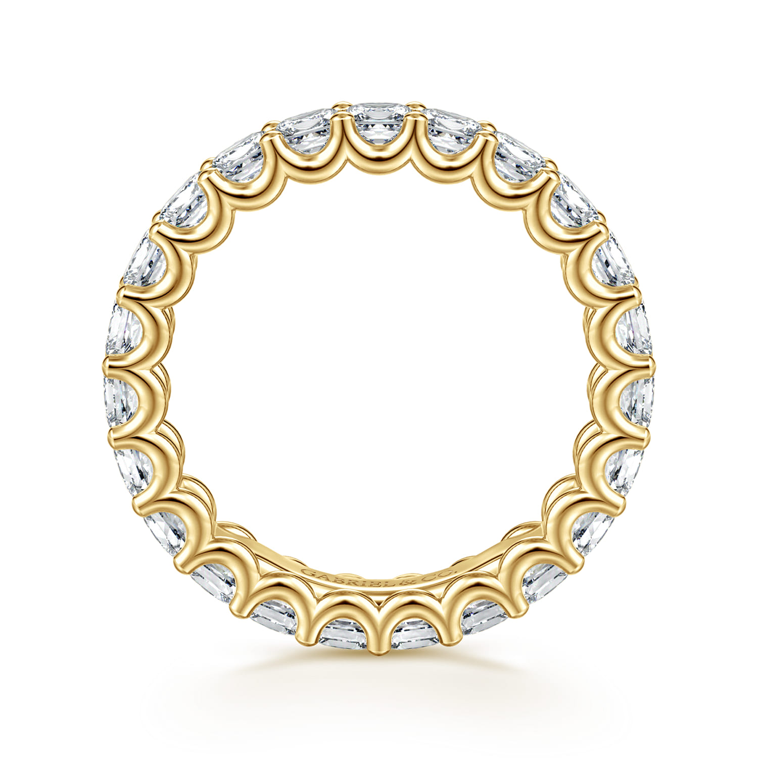 Eternity Band Wedding Ring in 14k Yellow Gold with Princess Cut Natural Diamond at Gabriel & Co. - Shot 2