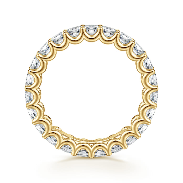 Eternity Band Wedding Ring in 14k Yellow Gold with Princess Cut Natural Diamond at Gabriel & Co. - Shot 2