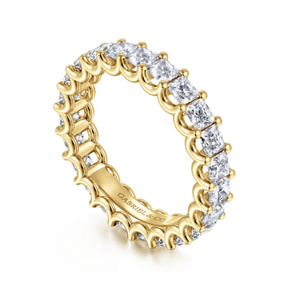 Forever - 14K Yellow Gold Scallop Setting Princess Cut Diamond Eternity Band