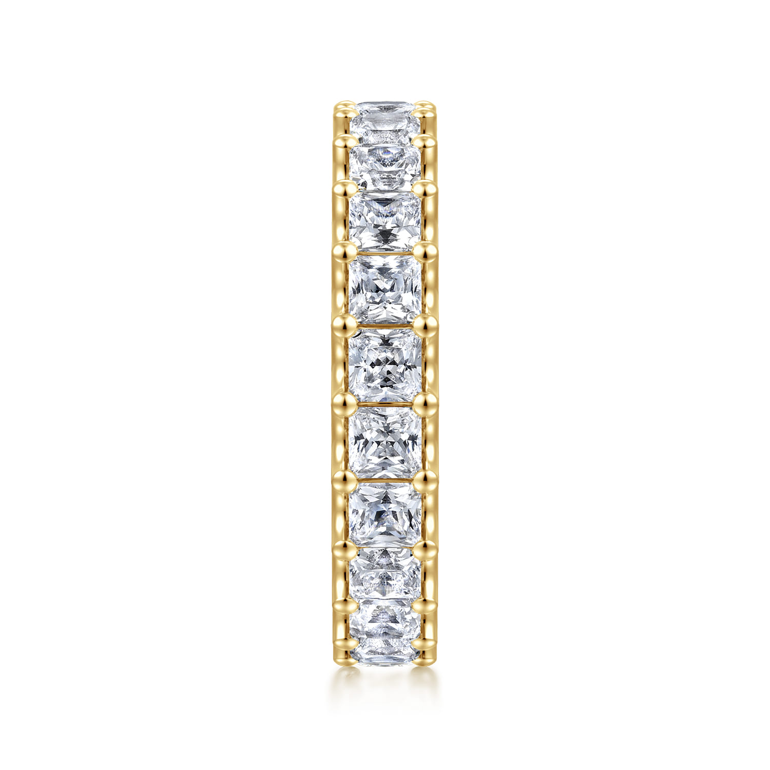 Eternity Band Wedding Ring in 14k Yellow Gold with Princess Cut Natural Diamond at Gabriel & Co. - Shot 4