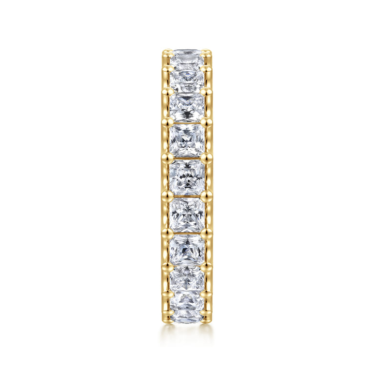 Eternity Band Wedding Ring in 14k Yellow Gold with Princess Cut Natural Diamond at Gabriel & Co. - Shot 5