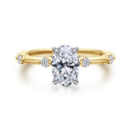 Frances - 14K White -Yellow Gold Oval Diamond Engagement Ring