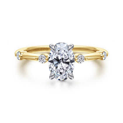 Frances - 14K White -Yellow Gold Oval Diamond Engagement Ring