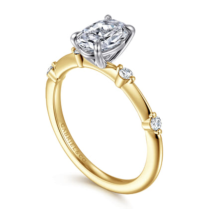 Frances - 14K White -Yellow Gold Oval Diamond Engagement Ring