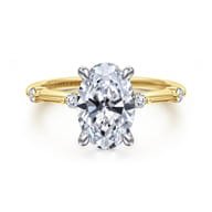 Frances - 14K White -Yellow Gold Oval Diamond Engagement Ring