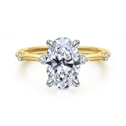 Frances - 14K White -Yellow Gold Oval Diamond Engagement Ring