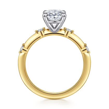 Frances - 14K White -Yellow Gold Oval Diamond Engagement Ring