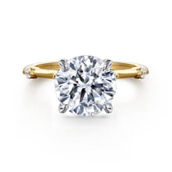 Frances - 14K White -Yellow Gold Round Diamond Engagement Ring