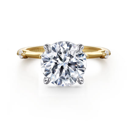 Frances - 14K White -Yellow Gold Round Diamond Engagement Ring