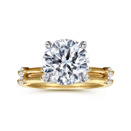 Frances - 14K White -Yellow Gold Round Diamond Engagement Ring