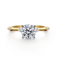 Frances - 14K White -Yellow Gold Round Diamond Engagement Ring