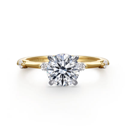Frances - 14K White -Yellow Gold Round Diamond Engagement Ring