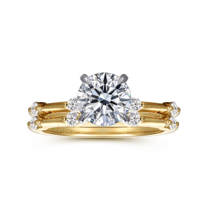 Frances - 14K White -Yellow Gold Round Diamond Engagement Ring