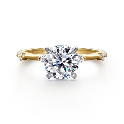 Frances - 14K White -Yellow Gold Round Diamond Engagement Ring