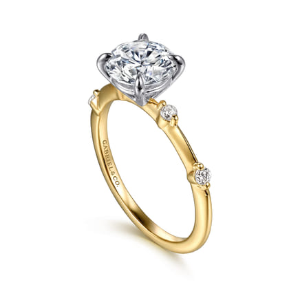Frances - 14K White -Yellow Gold Round Diamond Engagement Ring