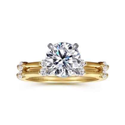 Frances - 14K White -Yellow Gold Round Diamond Engagement Ring