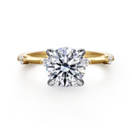 Frances - 14K White -Yellow Gold Round Diamond Engagement Ring