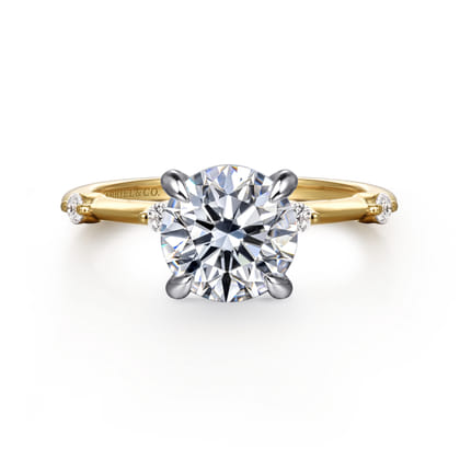 Frances - 14K White -Yellow Gold Round Diamond Engagement Ring