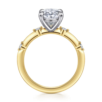 Frances - 14K White-Yellow Gold Oval Diamond Engagement Ring