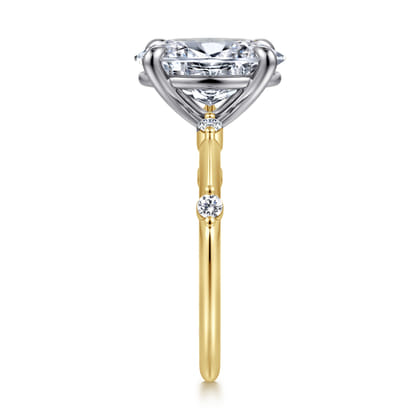 Frances - 14K White-Yellow Gold Oval Diamond Engagement Ring