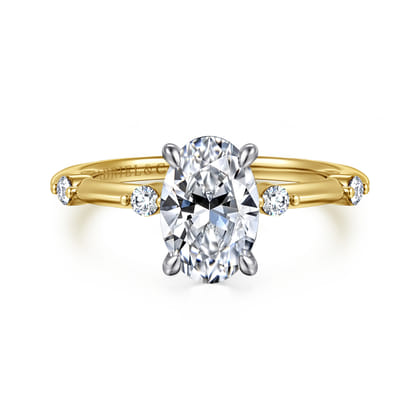 Frances - 14K White-Yellow Gold Oval Diamond Engagement Ring
