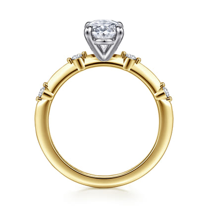 Frances - 14K White-Yellow Gold Oval Diamond Engagement Ring