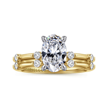 Frances - 14K White-Yellow Gold Oval Diamond Engagement Ring