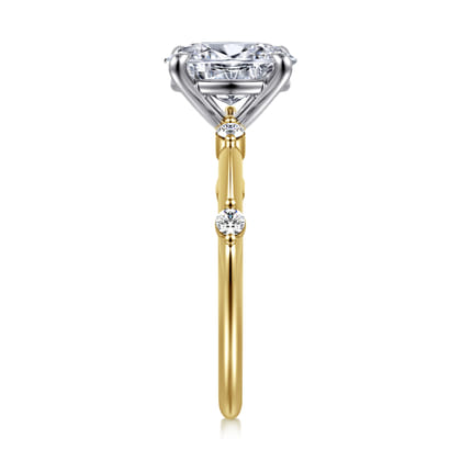 Frances - 14K White-Yellow Gold Oval Diamond Engagement Ring