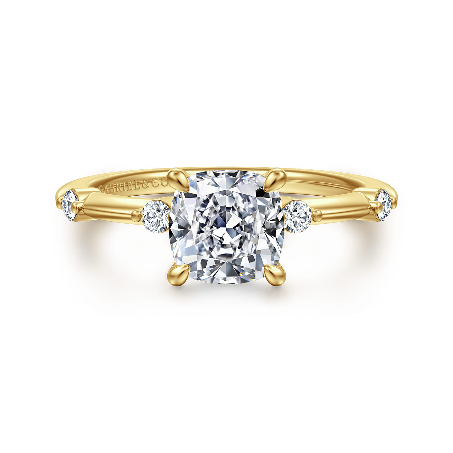 Frances - 14K Yellow Gold Cushion Cut Diamond Engagement Ring