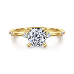 Frances - 14K Yellow Gold Cushion Cut Diamond Engagement Ring