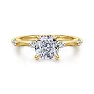 Frances - 14K Yellow Gold Cushion Cut Diamond Engagement Ring