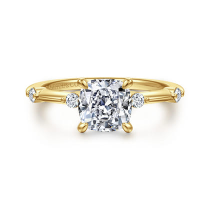 Frances - 14K Yellow Gold Cushion Cut Diamond Engagement Ring