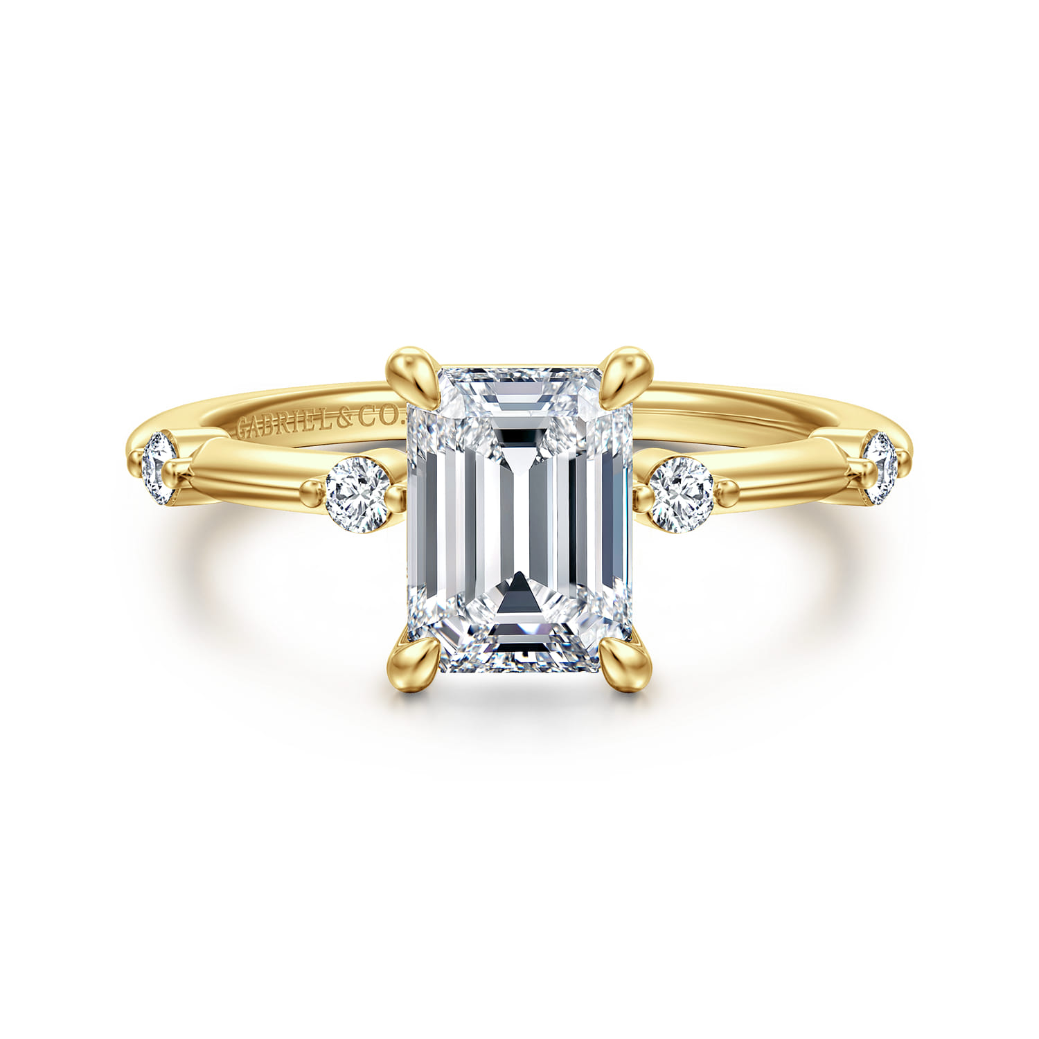 Frances - 14K Yellow Gold Emerald Cut Diamond Engagement Ring