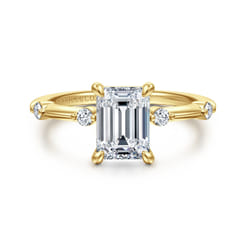 Frances - 14K Yellow Gold Emerald Cut Diamond Engagement Ring