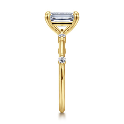 Frances - 14K Yellow Gold Emerald Cut Diamond Engagement Ring