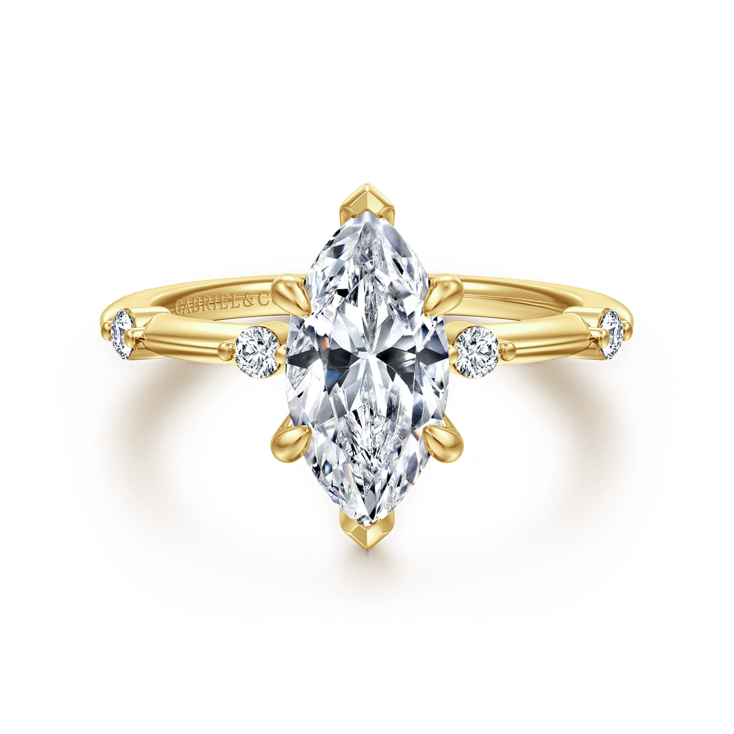 Frances - 14K Yellow Gold Marquise Shape Diamond Engagement Ring
