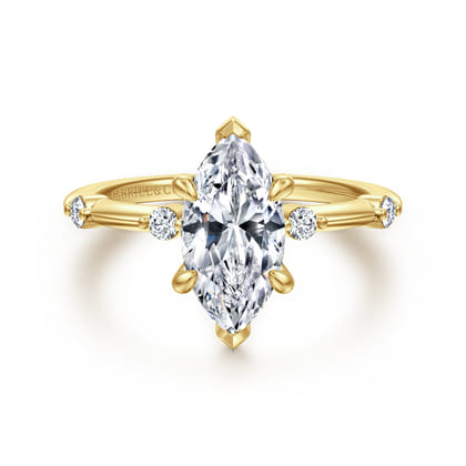 Frances - 14K Yellow Gold Marquise Shape Diamond Engagement Ring