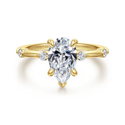 Frances - 14K Yellow Gold Pear Shape Diamond Engagement Ring