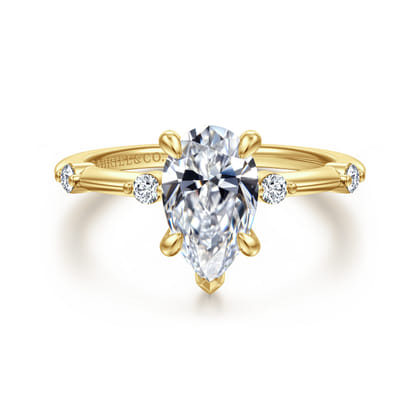 Frances - 14K Yellow Gold Pear Shape Diamond Engagement Ring