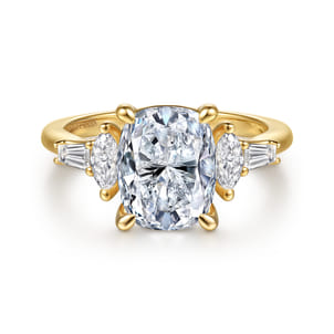 Francia - 14K Yellow Gold Elongated Cushion Diamond Engagement Ring