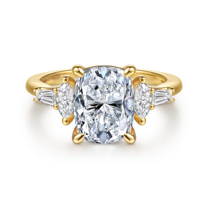 Francia - 14K Yellow Gold Elongated Cushion Diamond Engagement Ring
